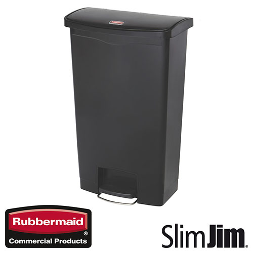 Afvalbak Slim Jim Front Step On container Rubbermaid 68 liter zwart
